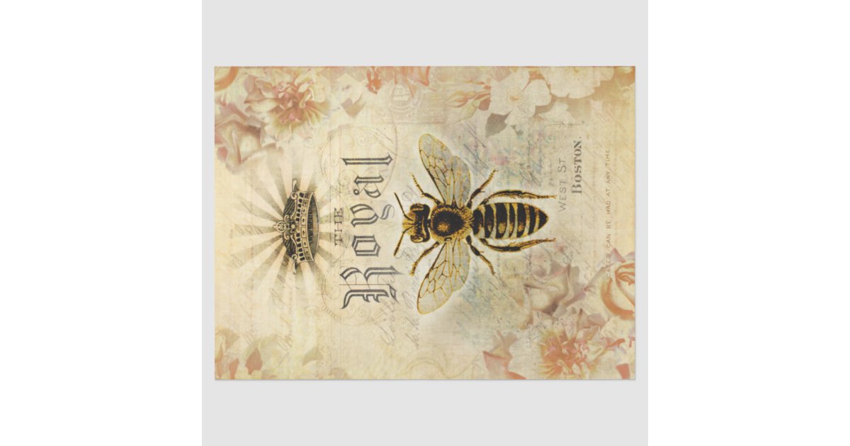 Royal Queen Bee Ephemera Decoupage Tissue Paper | Zazzle