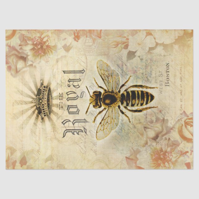 Royal Queen Bee Ephemera Decoupage Tissue Paper (Front)