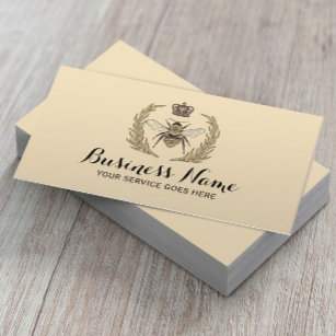 Royal Queen Bee Laurel Wreath Logo Beauty Salon Business Card