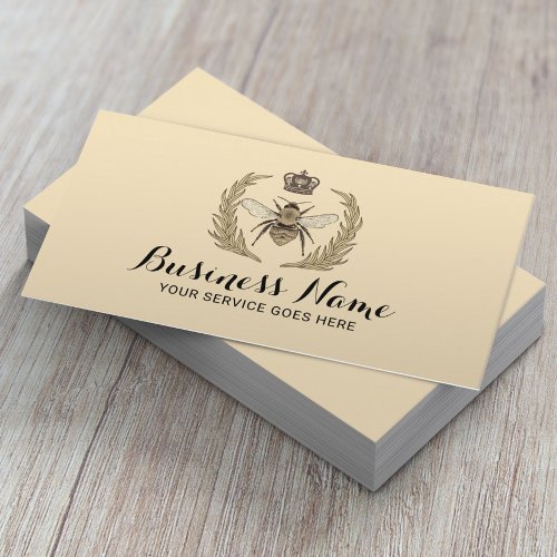 Royal Queen Bee Laurel Wreath Logo Beauty Salon Business Card