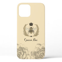 Royal Queen Bee Laurel Wreath Vintage Floral Cream iPhone 12 Case