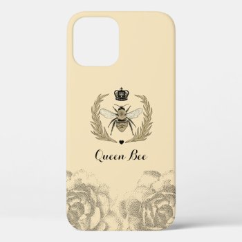 Royal Queen Bee Laurel Wreath Vintage Floral Cream Iphone 12 Case by caseplus at Zazzle