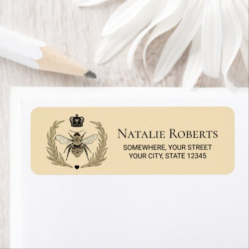 Royal Queen Bee Vintage Cream Custom Address Label