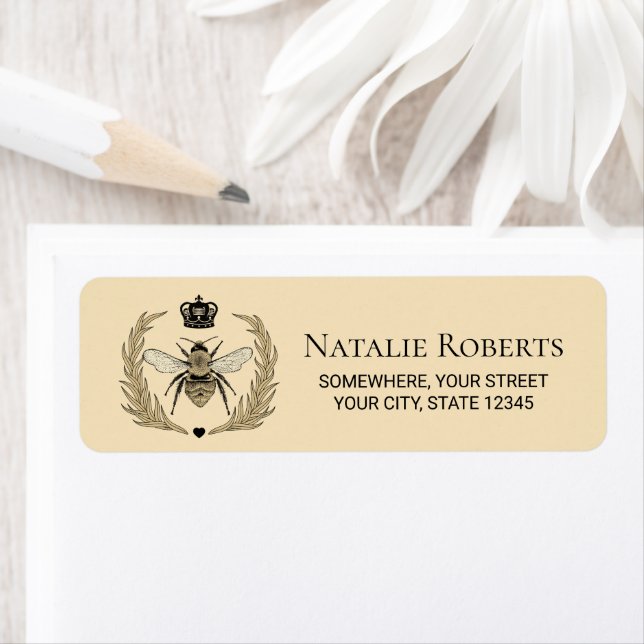Royal Queen Bee Vintage Cream Custom Address Label (Insitu)