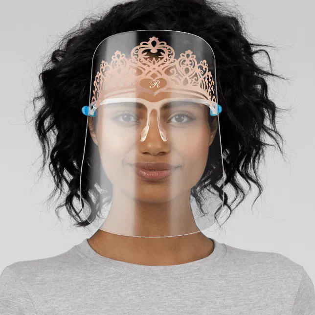 Royal Queen Elegant Rose Gold Crown & Monogram Face Shield | Zazzle