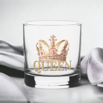 Royal Queen Pink Gilded Crown Whiskey Glass by DancingPelican at Zazzle