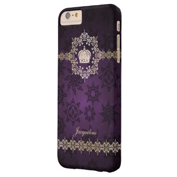 Royal Queen Princess Crown Damask Name Initials Barely There Iphone 6 Plus Case by zlatkocro at Zazzle