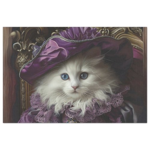 Royal Queen White Cat Decoupage  Tissue Paper