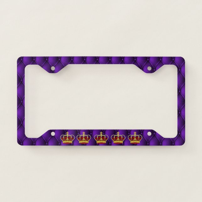 Royal Queen's Crown & Regal Purple License Plate Frame (Front)