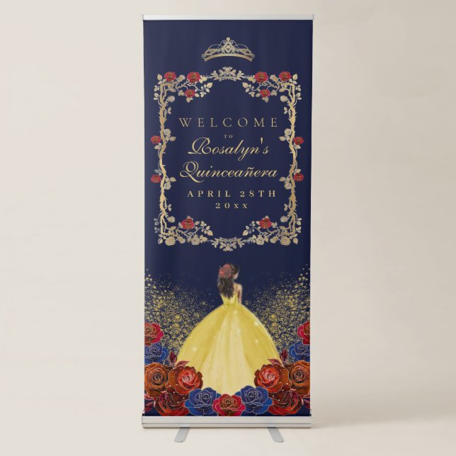 Royal Quinceanera Beauty and best Welcome Retractable Banner (Front)