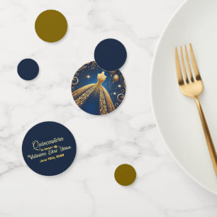 Royal Quinceañera Gold and Navy Princess Theme Confetti