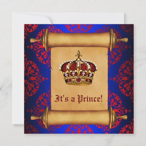 Royal Red and Blue Prince Baby Shower Invitation