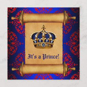 Royal Red and Blue Prince Baby Shower Invitation