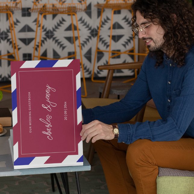 Royal Red and Blue Wedding Theme Guest Book (Make a memory of your guest book in your royal wedding way.)