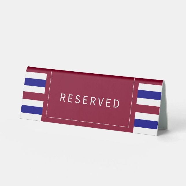 Royal Red and Blue Wedding Theme Reserved  Table Tent (Front)