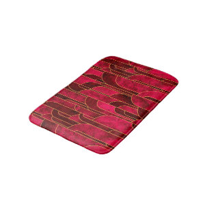 Royal Red and Gold Art Deco Pattern Bath Mat