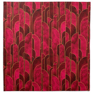 Royal Red and Gold Art Deco Pattern Cloth Napkin