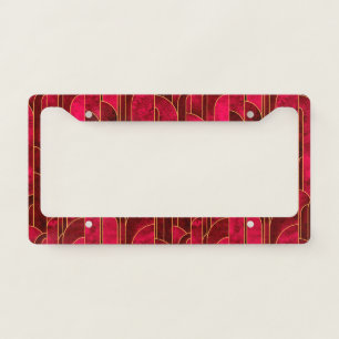 Royal Red and Gold Art Deco Pattern License Plate Frame