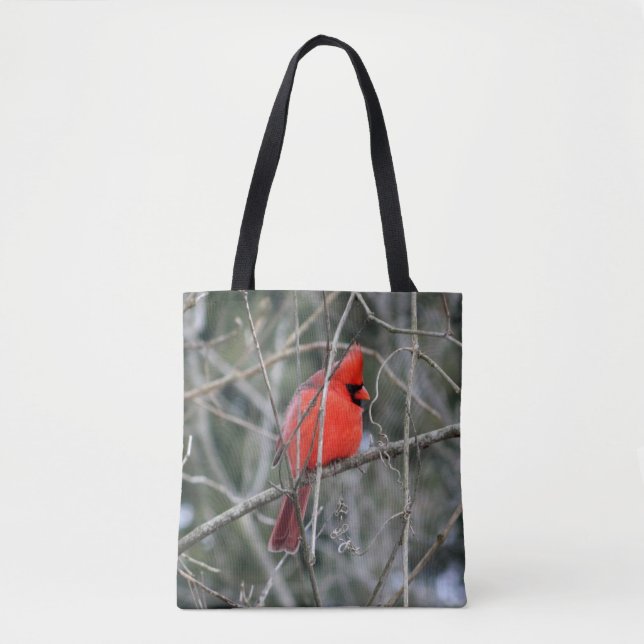 Royal Red Cardinal Printed Tote Bag (Front)