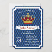 Royal Red Crown & Royal Blue Regal Baby Boy Shower Invitation (Front)