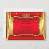 Royal Red Gold Boy Prince Baby Shower Brunette Invitation (Back)