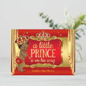 Royal Red Gold Boy Prince Baby Shower Ethnic Invitation (Standing Front)