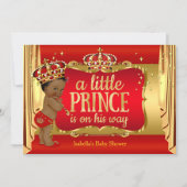 Royal Red Gold Boy Prince Baby Shower Ethnic Invitation (Front)