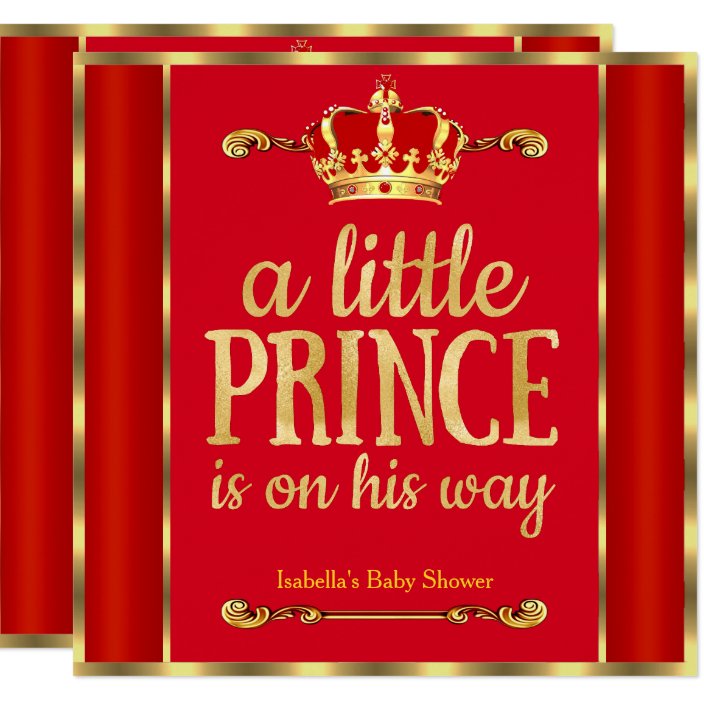 red and gold royal baby shower invitations