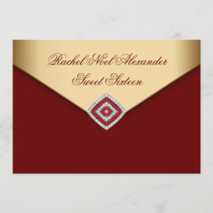 Royal Red Gold Sweet Sixteen Invitation