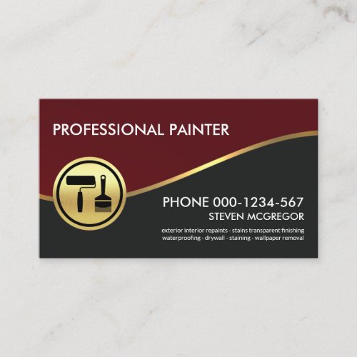 Royal Red Gold Wave Painting Service Business Card