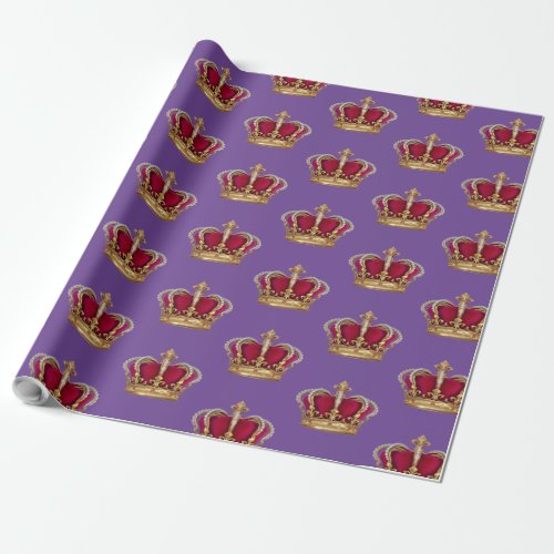 Royal Red Little Prince Crown Wrapping Paper