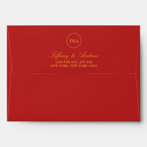 Royal Red Monogram Return Address Envelope