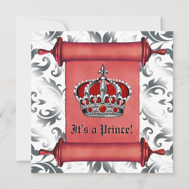 Royal Red Prince Baby Shower Invitation (Front)