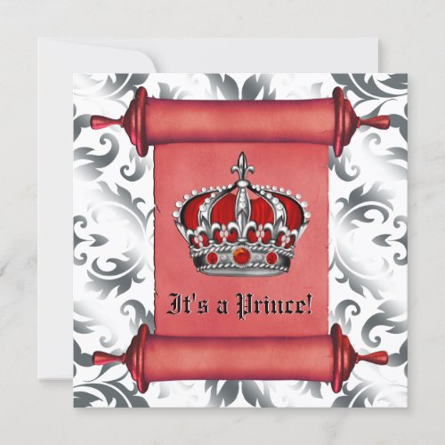 Royal Red Prince Baby Shower Invitation