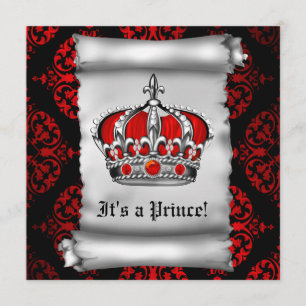 Royal Red Prince Baby Shower Invitation
