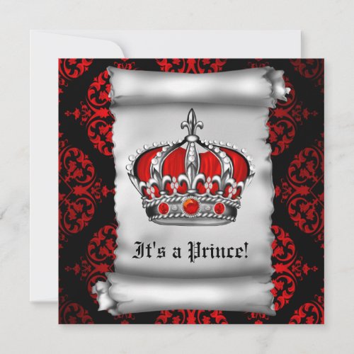 Royal Red Prince Baby Shower Invitation