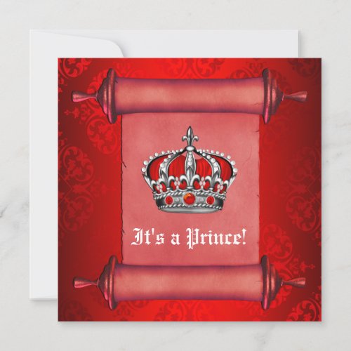 Royal Red Prince Baby Shower Invitation