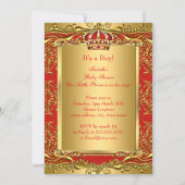Royal Red Prince Crown Baby Shower Bear Ethnic Invitation (Back)