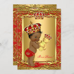 Royal Red Prince Crown Baby Shower Bear Ethnic Invitation at Zazzle