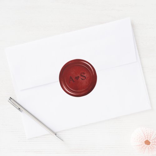 Royal Red Ruby wax sticker with initials 