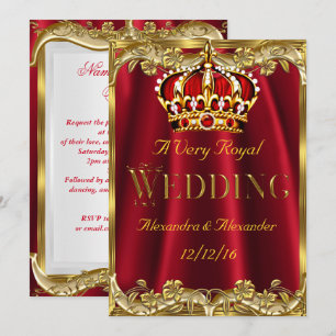 Royal Red Wedding Gold Crown Invitation