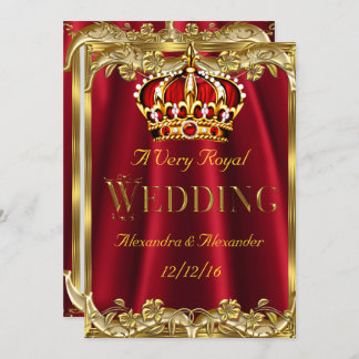Royal Red Wedding Gold Crown Invitation