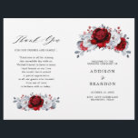 Royal Red White Silver Floral Wedding Program<br><div class="desc">Elegant royal red white silver theme wedding program featuring elegant bouquet of royal ruby red,  crimson,  silver,  pure white color rose flowers buds and eucalyptus leaves. Please contact me for any help in customization or if you need any other product with this design.</div>
