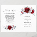 Royal Red White Silver Floral Wedding Program<br><div class="desc">Elegant royal red white silver theme wedding program featuring elegant bouquet of royal ruby red,  crimson,  silver,  pure white color rose flowers buds and eucalyptus leaves. Please contact me for any help in customization or if you need any other product with this design.</div>