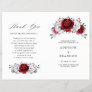 Royal Red White Silver Floral Wedding Program