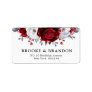 Royal Red White Silver Metallic Floral Wedding Label