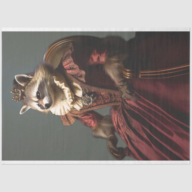 Royal Regal Queen Raccoon #2 Decoupage Tissue Paper (Front)