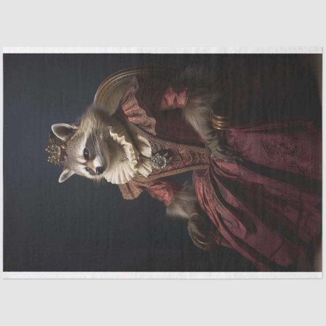 Royal Regal Queen Raccoon Decoupage  Tissue Paper (Front)