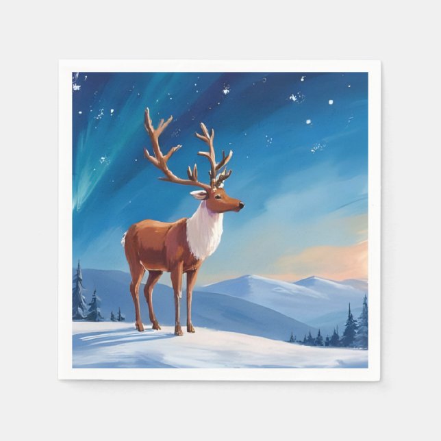 Royal Reindeer | Happy Holidays Merry Christmas  Napkins (Front)