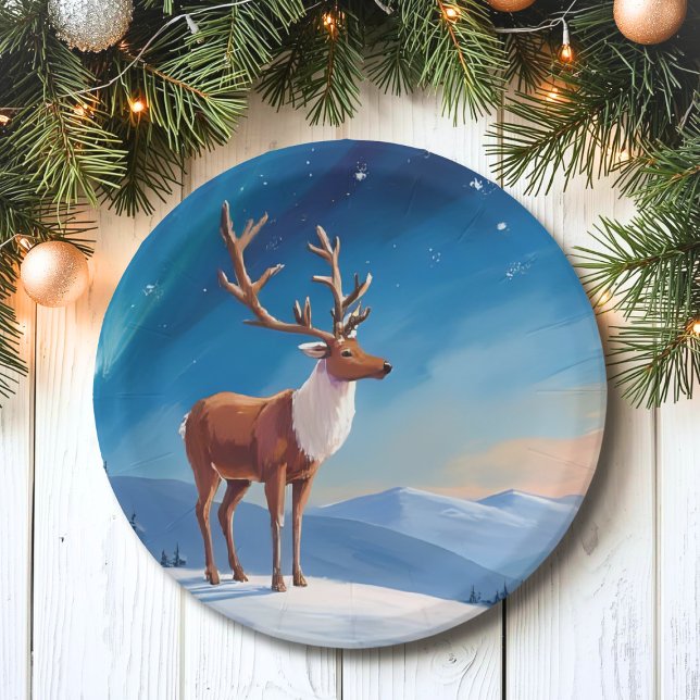 Royal Reindeer | Happy Holidays Merry Christmas  Paper Plates (Creator Uploaded)